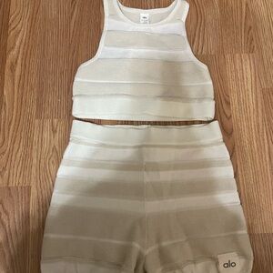 Alo yoga Sport Play High-Waist Knit Top and Short Set